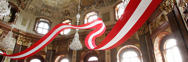 250 meters long Austrian flag at Belvedere Castle, Vienna